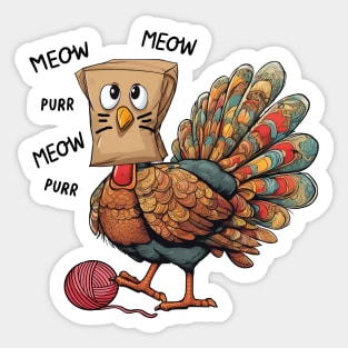 Funny Thanksgiving Turkey Meow I'm a Cat Sticker